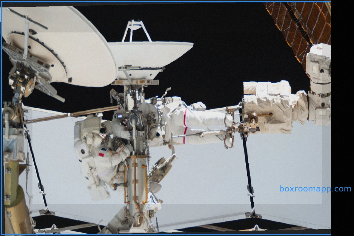 Astronauts Anil Menon and Sophie Adenot on Spacewalk